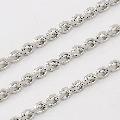 304 Stainless Steel Cable Chains, Diamond Cut Chains, Unwelded, Faceted, Oval