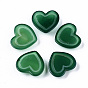 Natural Green Agate Cabochons, Dyed & Heated, Heart