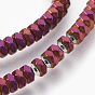 Electroplated Non-magnetic Synthetic Hematite Bead Strand, Heishi Beads, Flat Round/Disc, Faceted