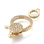 Brass Micro Pave Cubic Zirconia Lobster Claw Clasps, with Bail Beads/Tube Bails, Long-Lasting Plated
