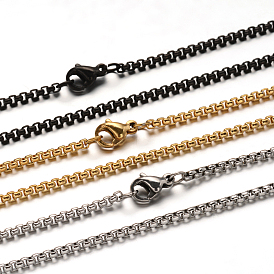 304 Stainless Steel Box Chain  Necklaces, with Lobster Claw Clasps, 29.33 inch(74.5cm), 2mm