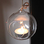Transparent Glass Hanging Round Candle Holder, Open Mouth Tealight Holder Ball Pendant Decorations, for Wedding, Home