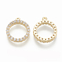 Brass Micro Pave Cubic Zirconia Charms, Ring, Nickel Free, Real 18K Gold Plated