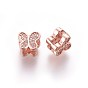 Brass Micro Pave Cubic Zirconia Slide Charms, Butterfly