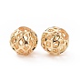 Brass Hollow Beads, Long-Lasting Plated, Round