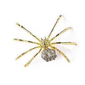 Natural Pyrite & Alloy Spider Display Decorations, Halloween Ornaments Mineral Specimens
