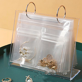 3 Album à rabat de stockage de bijoux en plastique transparent d'un pouce, avec 30pcs sacs à fermeture éclair transparents, Organisateur de stockage de bijoux anti-oxydation en pvc de bureau pour bagues colliers bracelets boucles d'oreilles perles de bijoux