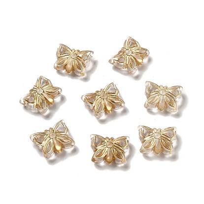 Transparent Plating Acrylic Beads, Golden Metal Enlaced, Butterfly