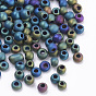 Glass Seed Beads, Frosted Style, Metallic, Round