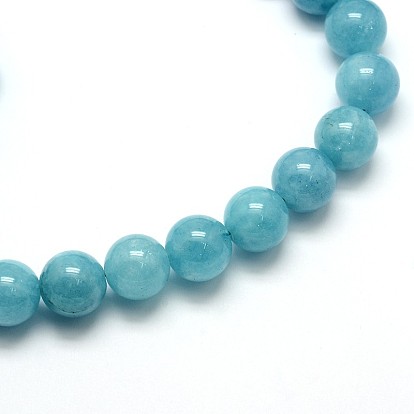 Natural Blue Quartz Beads Strands, Dyed, Round