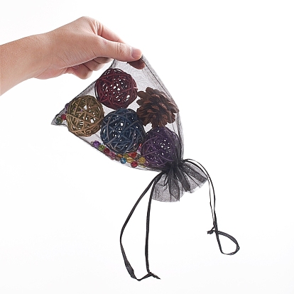 Pochette organza , bijoux pochettes en maille pour noce cadeaux de noël sacs de bonbons, avec cordon de serrage, rectangle