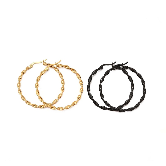 304 Stainless Steel Twist Round Hoop Earrings for Women