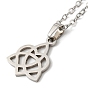 201 Stainless Steel Heart with Sailor's Knot Pendant Necklace with Cable Chains
