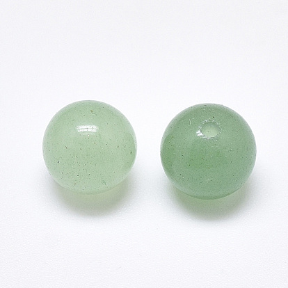 Perlas de aventurina verde naturales, medio-perforado, rondo