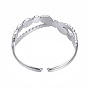 304 brazalete abierto entrecruzado de acero inoxidable, anillo hueco grueso para mujer