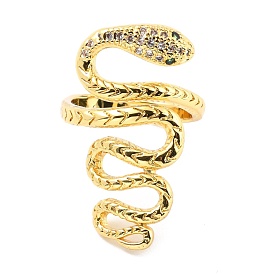 Micro cuivres ouvrent zircone cubique anneaux de manchette, plaqué longue durée, serpent