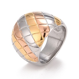 Ion Plating(IP) 304 Stainless Steel Rhombus Pattern Chunky Ring for Women
