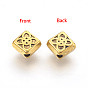 Tibetan Style Alloy Beads, Lead Free & Cadmium Free, Rhombus with Flower, 6mm long, 6.5mm wide, 3mm thick, hole: 1mm