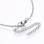 304 Stainless Steel Pendant Necklaces, with Cubic Zirconia, Heart