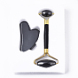 Magnetic Synthetic Hematite Facial Roller & Heart Shape Gua Sha, Facial Beauty Roller Skin Care Tools, with Light Gold Plated Brass Findings
