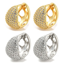 Brass Micro Pave Clear Cubic Zirconia Thick Hoop Earrings, Long-Lasting Plated, Cadmium Free & Lead Free