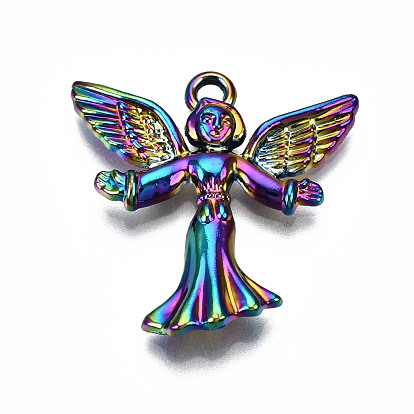 Rainbow Color Alloy Pendants, Cadmium Free & Lead Free, Angel