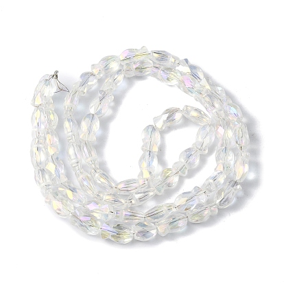 Transparentes perles de verre de galvanoplastie brins, de couleur plaquée ab , facette, poisson