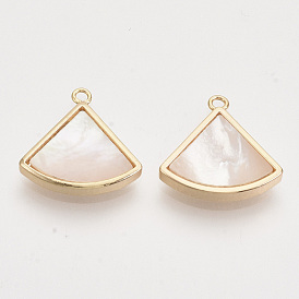 Shell Charms, with Brass Findings, Nickel Free, Triangle