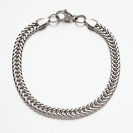 304 Stainless Steel Rope Chain Bracelets, with Lobster Claw Clasps, 8-1/4 inch(210mm), 6x3mm