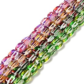 Brins de perles de pierre de lune synthétiques électrolytiques, teint, perles holographiques, demi couleur ab plaqué, rectangle
