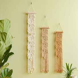 Handmade Macrame Cotton Hanging Ornament, for Wall Display Decorative Props, Leaf Pattern