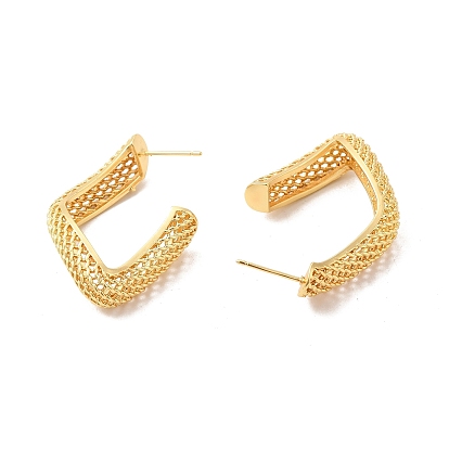 Rack Plating Brass Hollow Out Twist Stud Earrings for Women, Lead Free & Cadmium Free