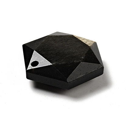 Pendentifs d'obsidienne à bruyère dorée naturelle, facette, hexagone