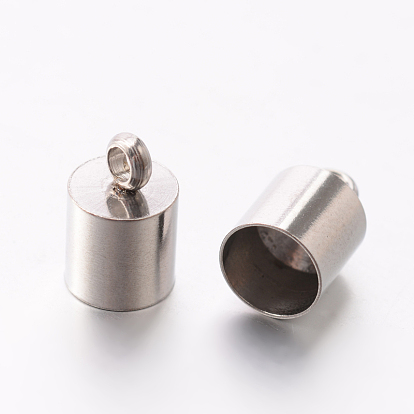 201 Stainless Steel Cord Ends, End Caps, 10x6.5mm, Hole: 2mm, 6mm inner diameter