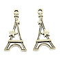 Tibetan Style Alloy Pendants, Eiffel Tower with Stars, Cadmium Free & Lead Free, 29x13x2mm, Hole: 2mm