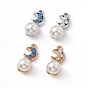Alloy Rhinestone Pendants, with ABS Imitation Pearl Beads, Moon Charm