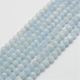 Brins aigue-marine de perles naturelles, ronde