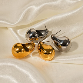 Chic Geometric Waterdrop Titanium Steel Earrings in 18K Gold Plating for Women
