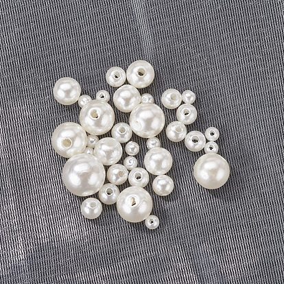 497Pcs 5 Style Imitation Pearl Acrylic Beads, Dyed, Round