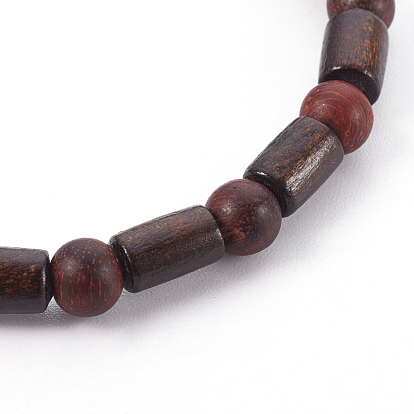 Natural Sandalwood and Wood Beads Stretch Bracelets, Column and Round