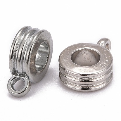 Zinc Alloy European Hangers, Cadmium Free & Lead Free, Bail Beads, Column, 9x12x4mm, Hole: 2mm, Inner Diameter: 5mm