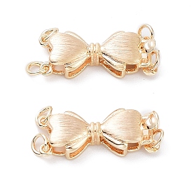 Rack Plating Brass Box Clasps, 2-strand, 4-hole, Long-Lasting Plated, Bowknot