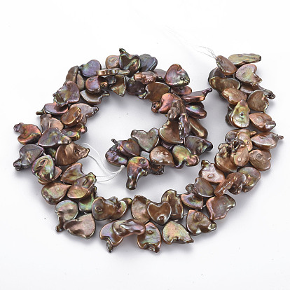 Perles de nacre naturelle brins Keshi, perle de culture d'eau douce, teint, cœur