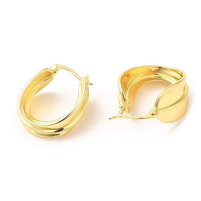 Rack Plating Brass Feather Hoop Earrings for Women, Long-Lasting Plated, Lead Free & Cadmium Free