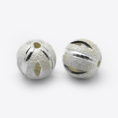 925 стерлингов серебряные шарики Spacer, граненые, матовые, круглые