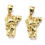 Rack Plating Brass Pendants, Lead Free & Cadmium Free, Long-Lasting Plated, Bear with Heart Charm