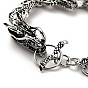 Men's Alloy Infinity Link Chain Bracelet with Dragon Head Clasp, Gothic Metal Jewelry