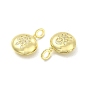Colgantes de medallón de latón con micro circonitas transparentes de latón, redondo plano en tono dorado claro con amuletos humanos