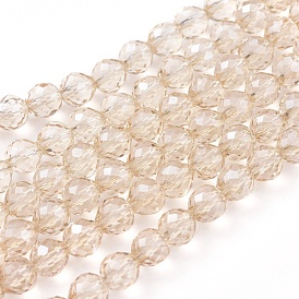 Electroplate Glass Beads Strands, Pearl Luster Plated, Faceted, Strawberry