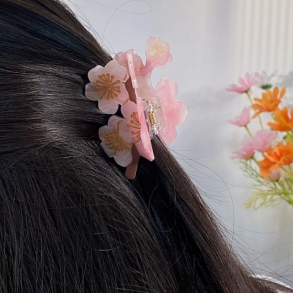 Pinzas para el pelo con garra grande de acetato de celulosa con flores, para mujer niña cabello grueso